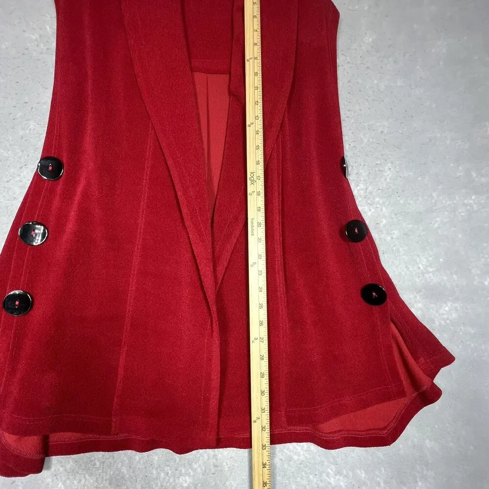 Soft Surroundings Cardigan Women Small Red Mesa Button Sleeveless Open Front